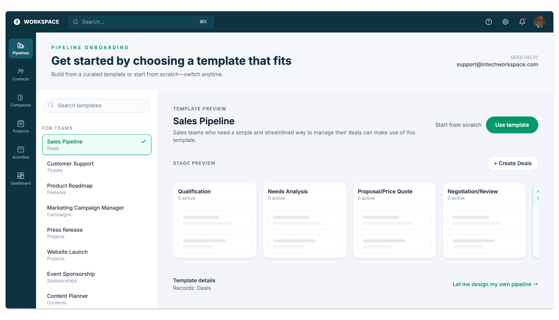iNTECH Workspace Dashboard